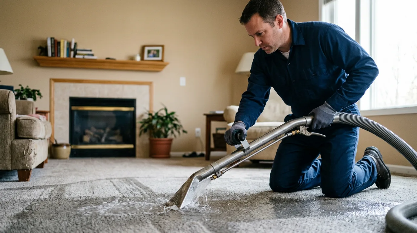 Water damage restoration technician working near Mascoutah, IL